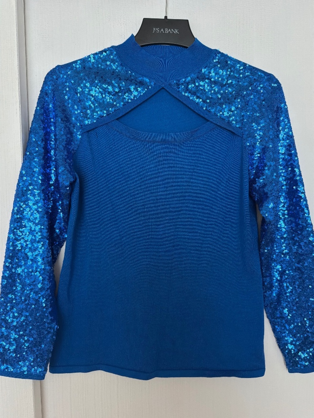 New York & Company Blue Sequin Sleeve Sweater Size M NWT